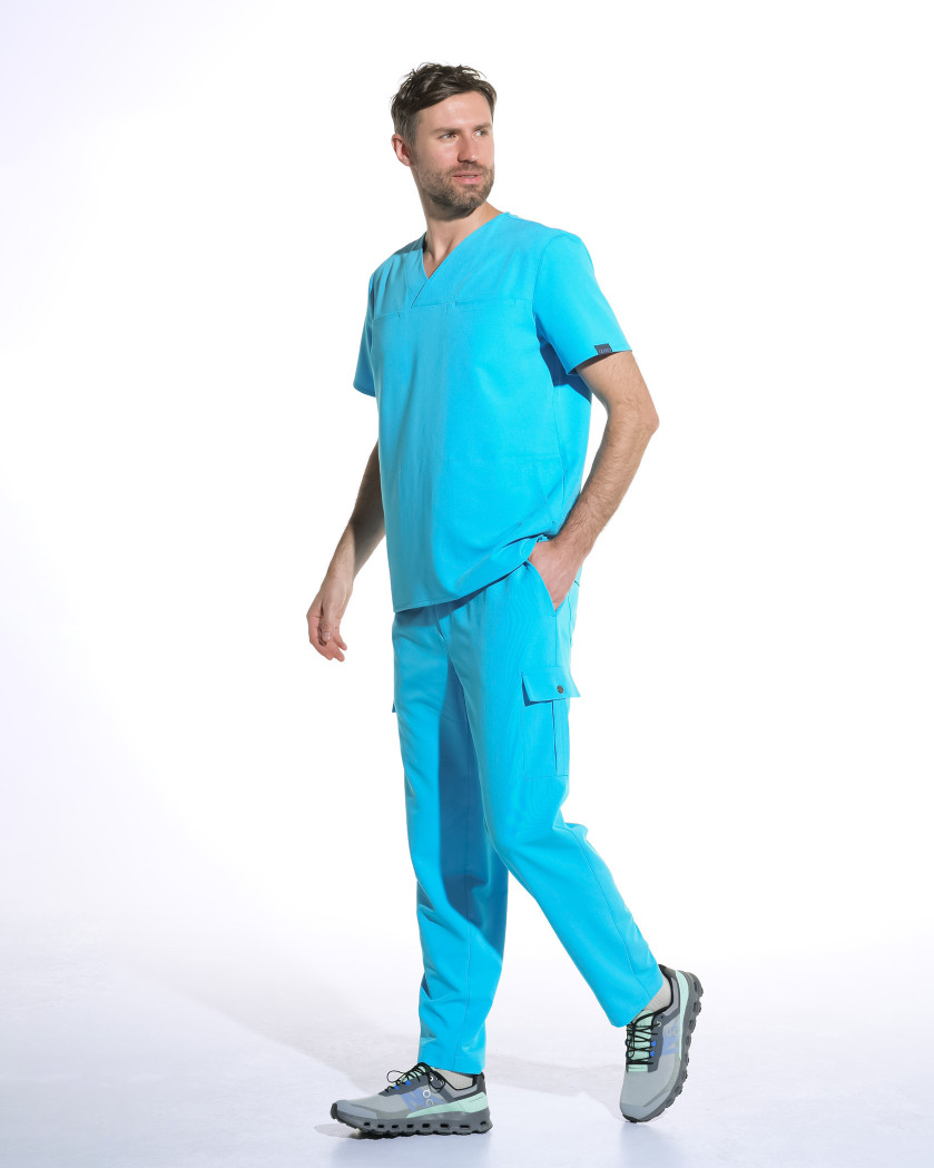 Bluza medicala barbati WAVE acvamarin