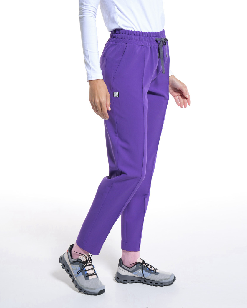 Pantaloni medicali conici cu betelie elastica norma mov 4